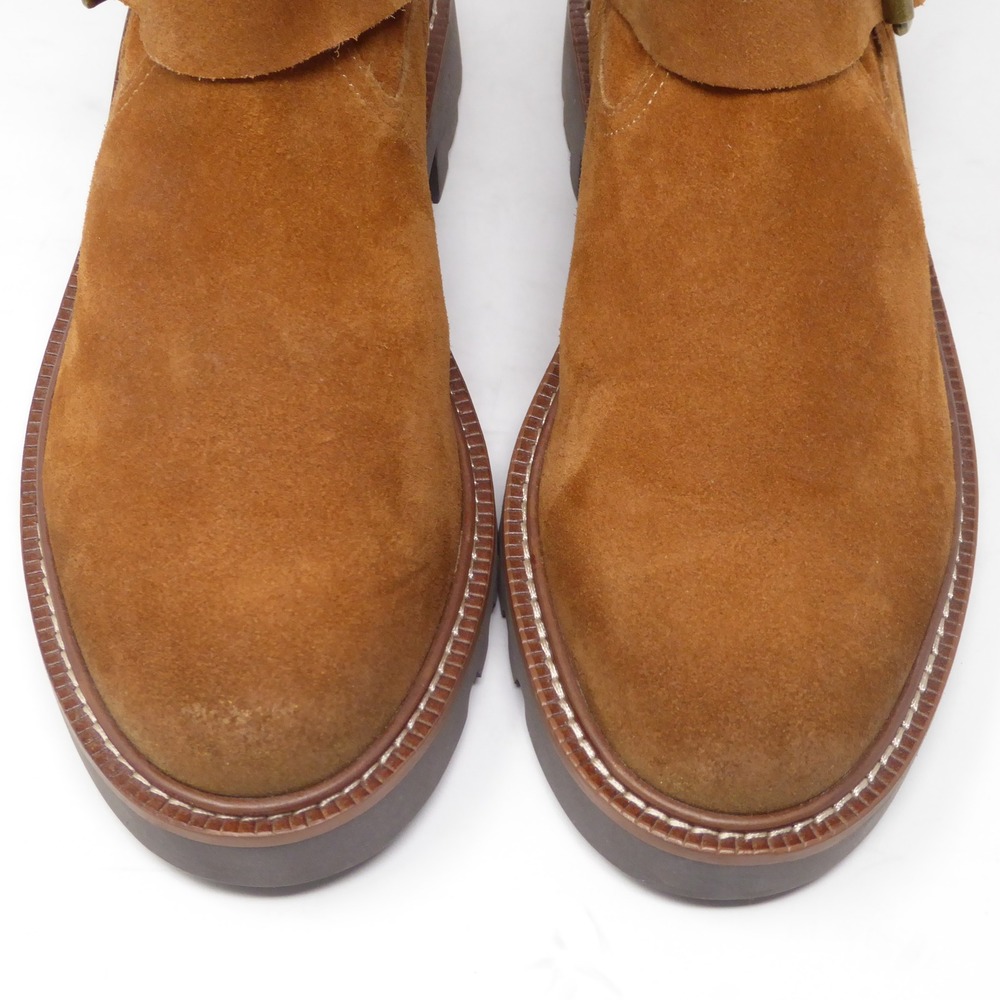 NEW Sam Edelman Womens Garret Moto Boots Brown Suede Buckle Size 8.5 - Picture 4 of 10